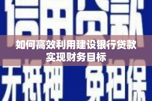 黄石港如何高效利用建设银行贷款实现财务目标