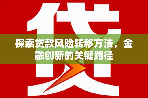 黄石港探索贷款风险转移方法，金融创新的关键路径