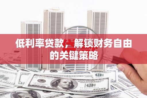 黄石港低利率贷款，解锁财务自由的关键策略