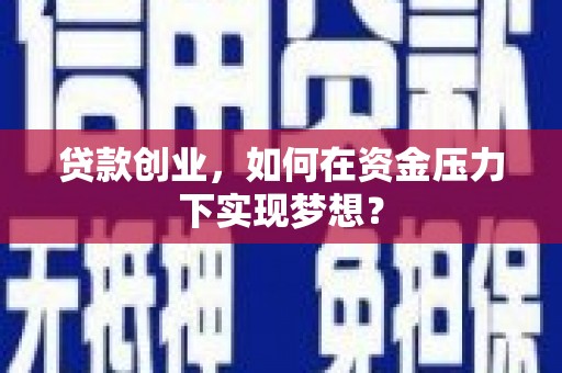 黄石港贷款创业，如何在资金压力下实现梦想？