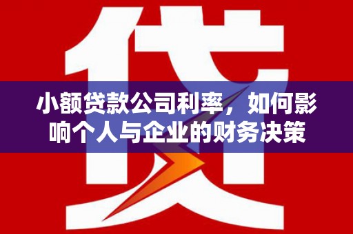 黄石港小额贷款公司利率，如何影响个人与企业的财务决策