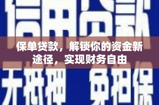 黄石港保单贷款，解锁你的资金新途径，实现财务自由