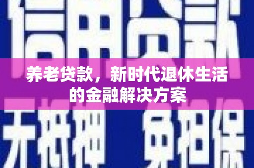 黄石港养老贷款，新时代退休生活的金融解决方案