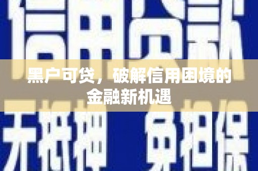 黄石港黑户可贷，破解信用困境的金融新机遇