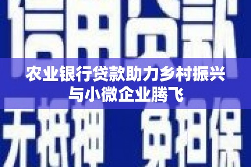 黄石港农业银行贷款助力乡村振兴与小微企业腾飞