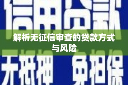黄石港解析无征信审查的贷款方式与风险